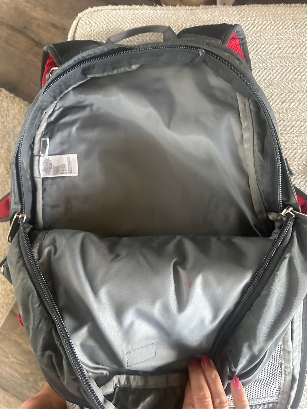 The North Face Surge II Black Backpack with Red Straps - Picture 3 of 4